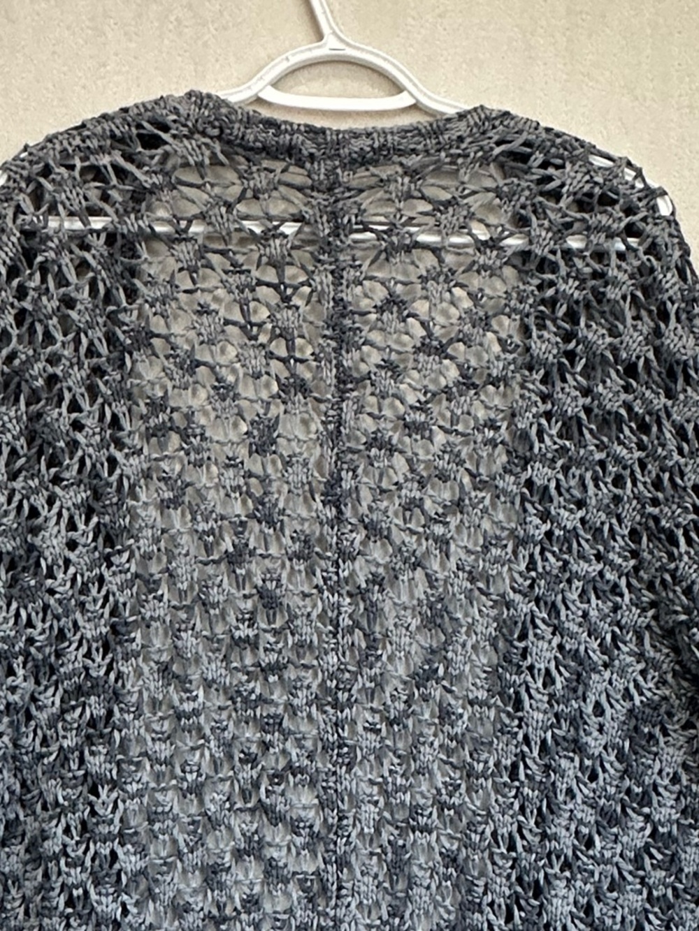 American Eagle Open-Knit Marled Gray Long Cardigan Sweater Sz M Crochet Boho - Picture 11 of 14